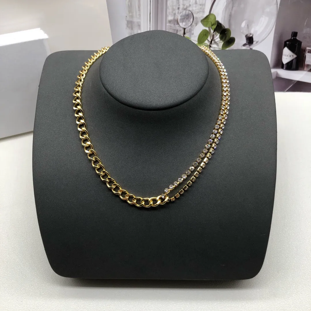 

European and American fashionable bifurcated inlaid necklace