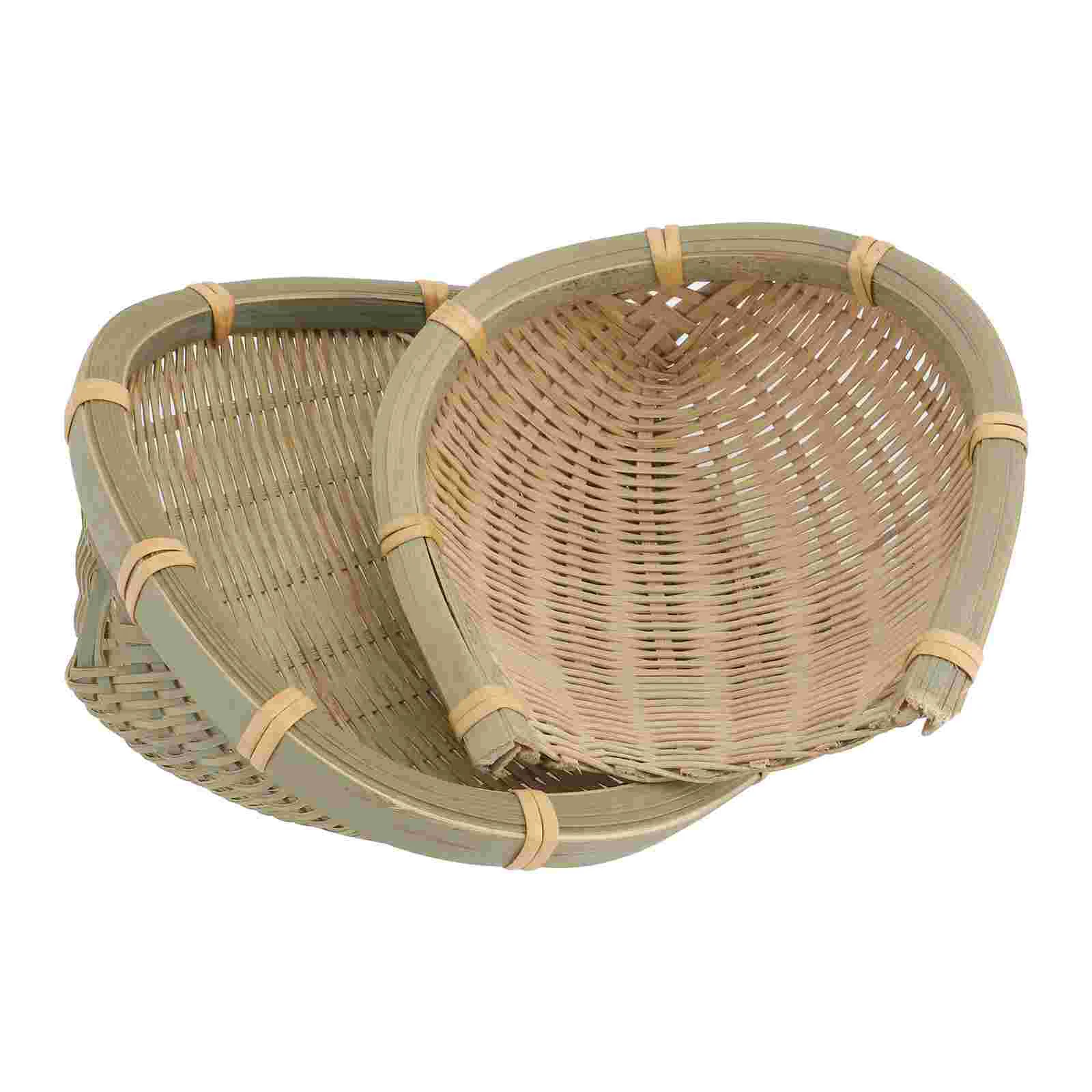 

Basket Storage Fruit Bamboo Serving Baskets Tray Wicker Bread Woven Kitchen Colander Weaving Picnic Bowl Fruits Picnic basket