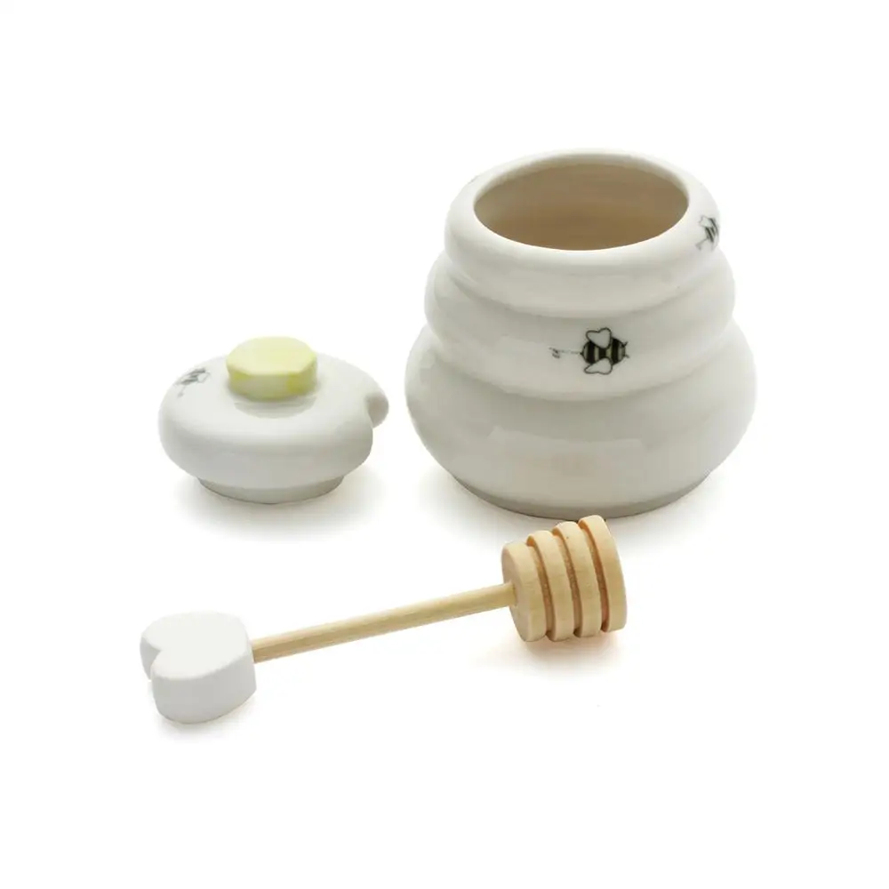 Фото Керамическая медовница X100 Delicate Honey Pot с ложками для меда, подарки для гостей на день рождения, свадьбу, вечеринку, красивая упаковка №4