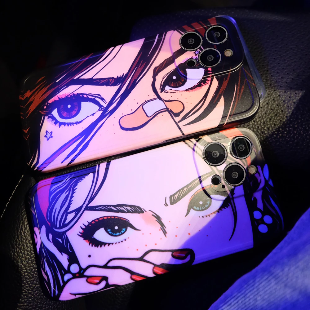 

Cartoon Locomotive Girl Phone Cases For iPhone13 12 11Pro Max XR XS MAX 8 X 7 SE2 Soft Shell Reflective IMD Back Cover