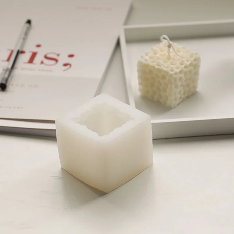 

Cube Honeycomb Scented Candle Plaster Silicone Mold Food Grade Chocolate Mousse 3D Cube Shape Molds Wedding Gift Home Decoration