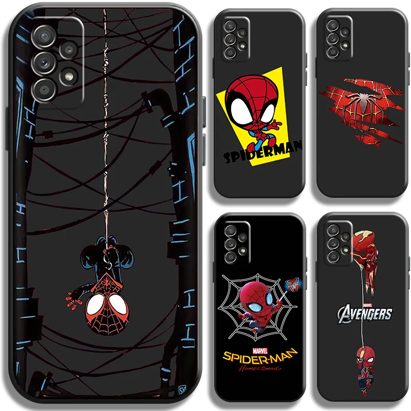 

Avengers Cute Spiderman Phone Case For Samsung Galaxy A72 5G Cover Back TPU Shockproof Liquid Silicon Carcasa Soft Cases