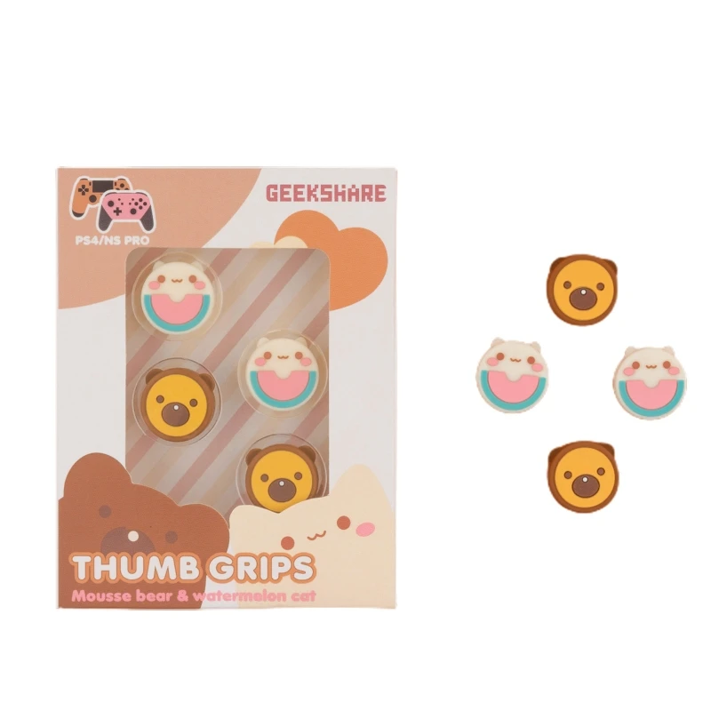 

4 Pieces Cute Thumb Grip Caps Compatible with PS4 PS5 Controller Joystick Cover Thumbstick Case Gamepad Accessories