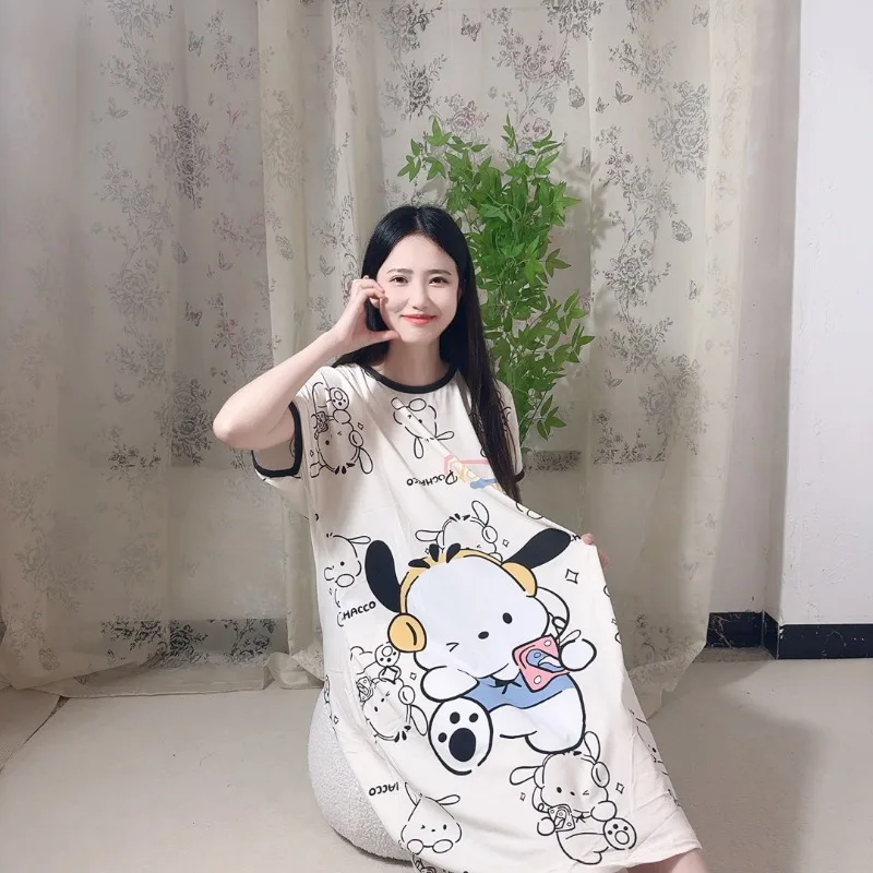 Милая и милая ночная рубашка Sanrio с рисунком собаки свободная принтом Pacha летний