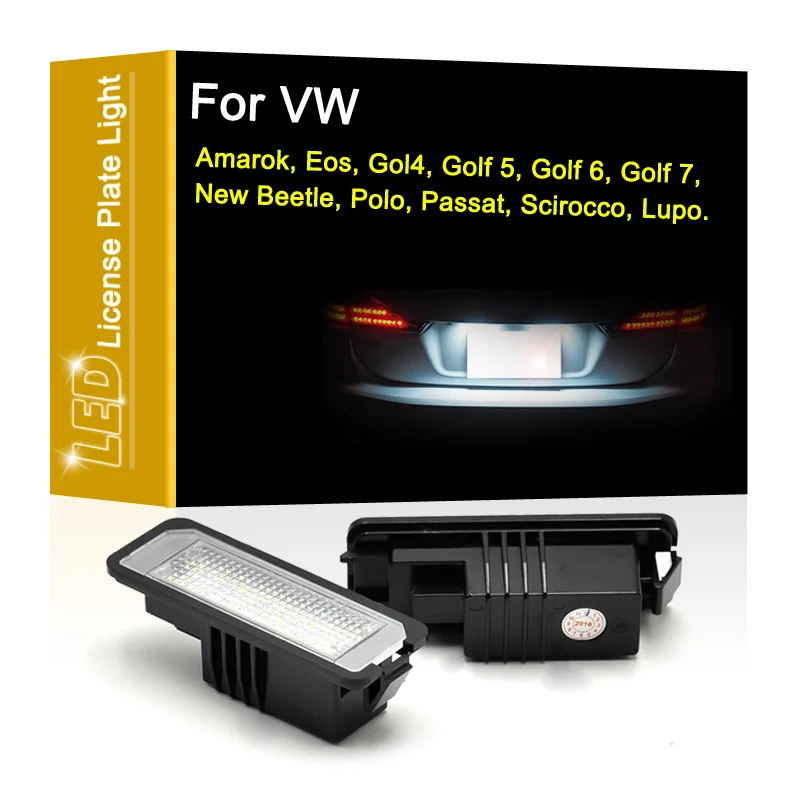 

LED Number Plate Lamp For VW Amarok Eos Gol4 Golf 5/6/7 New Beetle Polo Passat Scirocco Lupo White License Plate Light Assembly