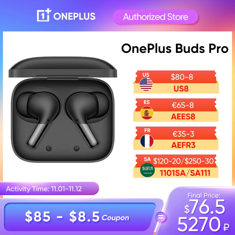 Tanie OnePlus Buds Pro Słuchawki Bezprzewodowa Wersja Globalna Redukcja Szumów TWS Bezprzewodowa Bluetooth Dla Oneplus 9 Pro 10 Pro 10T