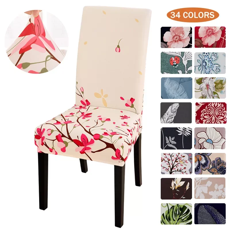 

Flower Series Chair Cover for Dining Room Banquet Hotel Kitchen Spandex Stretch Print Chair Covers Removable Washable Seat Decor