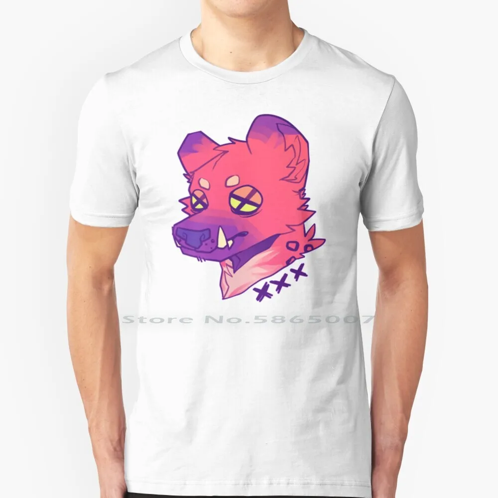 

Triple Xxx T Shirt 100% Cotton Hyena Cool Furry Dog Bright Colors Big Size 6xl Tee Gift Fashion