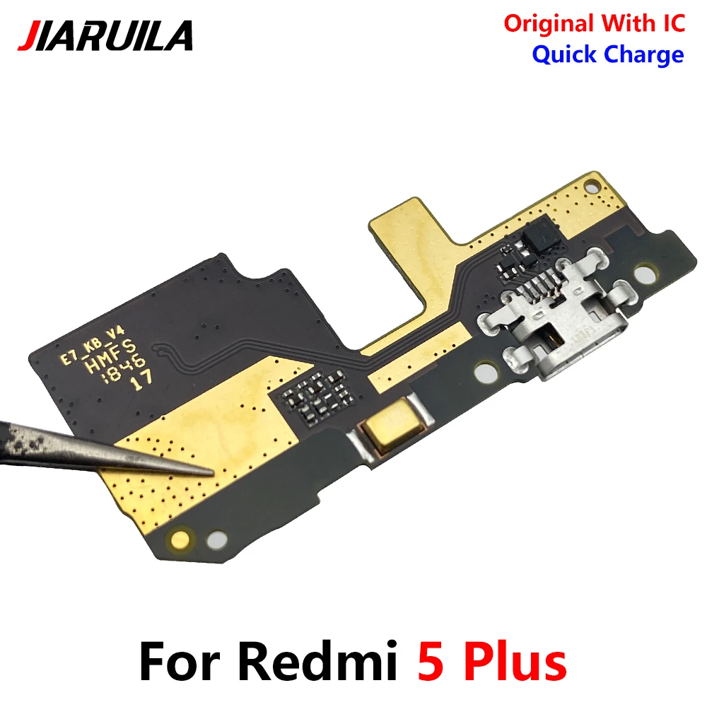 100% Оригинальный Новый USB-разъем для зарядки гибкий кабель с микрофоном Xiaomi Redmi 5 Plus