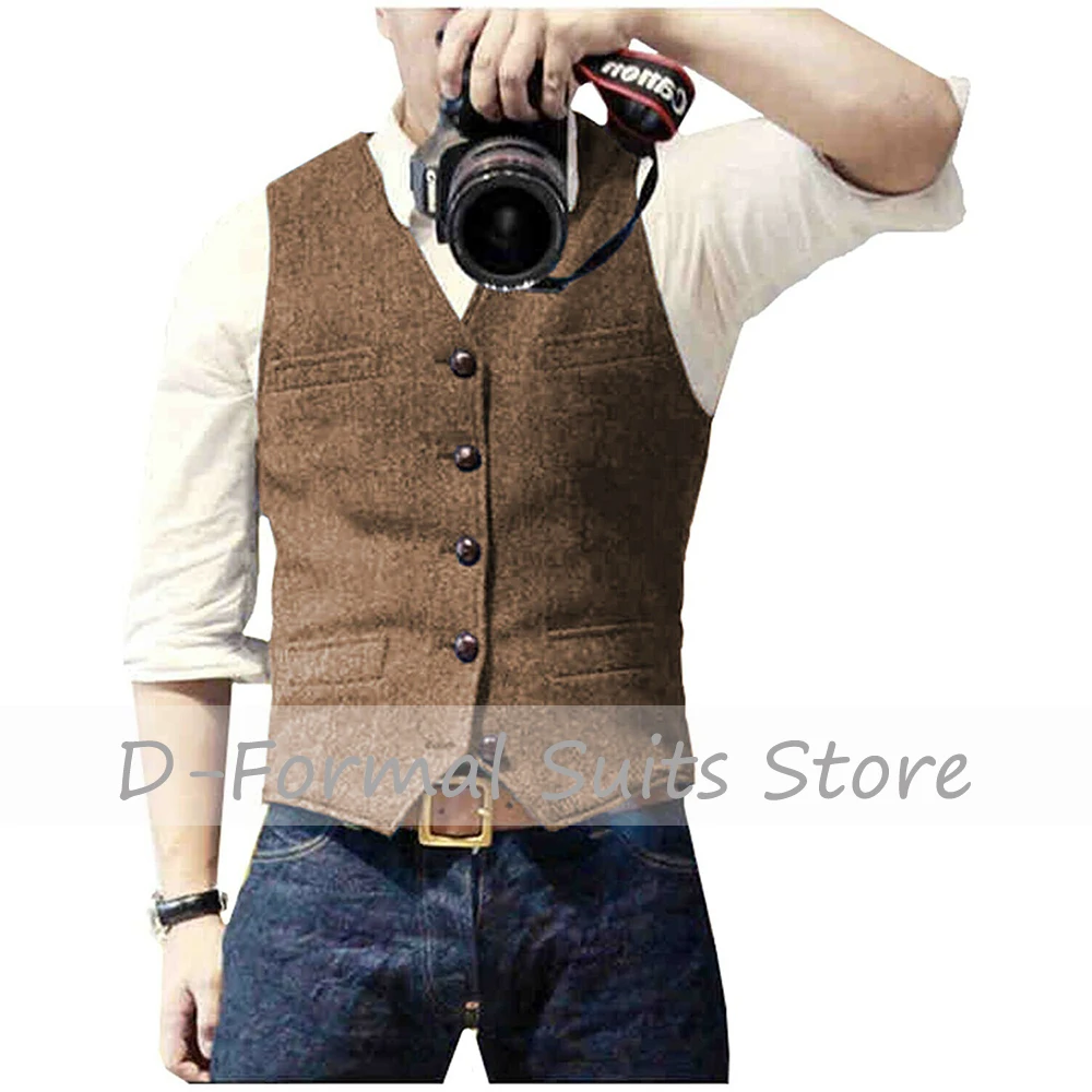 

Blazer masculino Slim Fit Herringbone Suit Vest Casual Steampunk V-Neck Single Breasted Chaleco Hombre