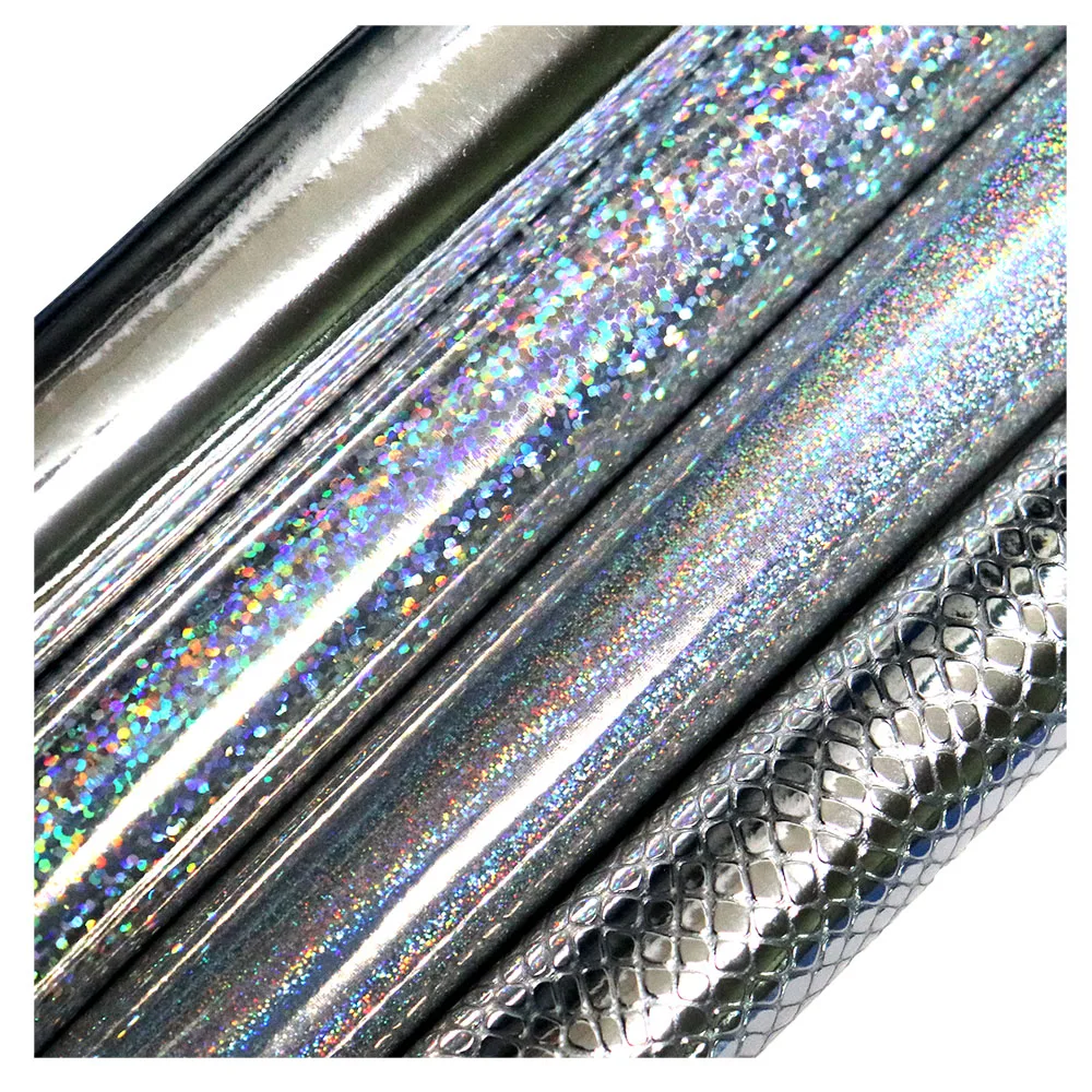 Серебристое зеркало в рулоне 30x134 см радужная голографическая ткань из