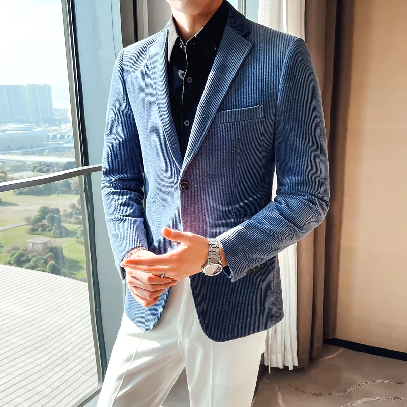 Мужские весенние деловые блейзеры 2023 высокого качества/Мужские приталенные