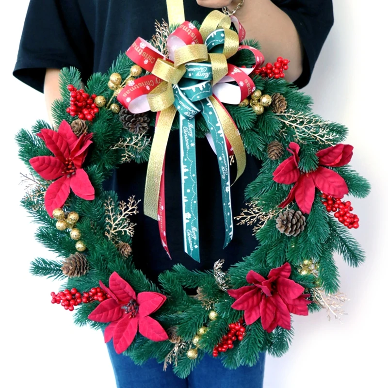 

Artificial Christmas Wreath Winter Simulation Pine Cone Xmas Tree Front Door