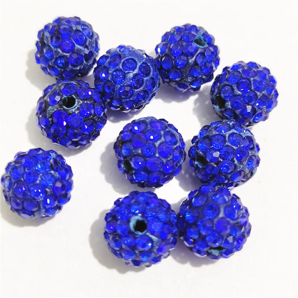 

Free shipping Deep Blue 10/ 12 mm rhinestone spacer beads round shape, suitable for needlework accessories jewelry making