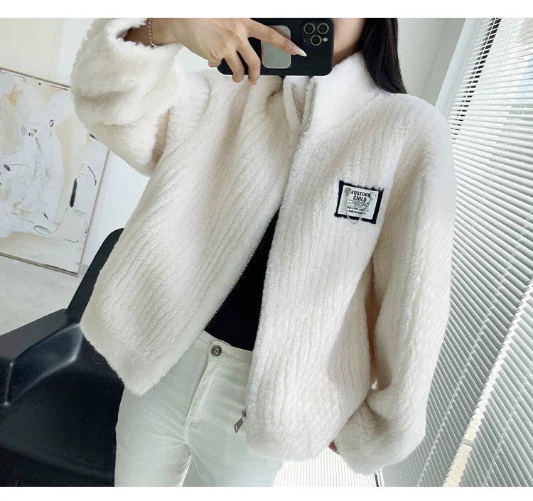 

Пальто из овечьей шерсти женское свободное зимнее новое пальто из шерсти овечьей шерсти модная новинка 2023