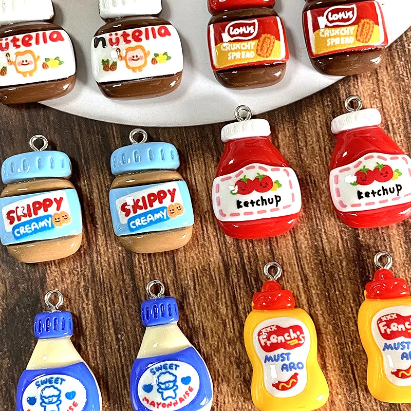 12 шт./упак. с плоской задней частью шоколадный хот-дог кетчуп смоляные подвески