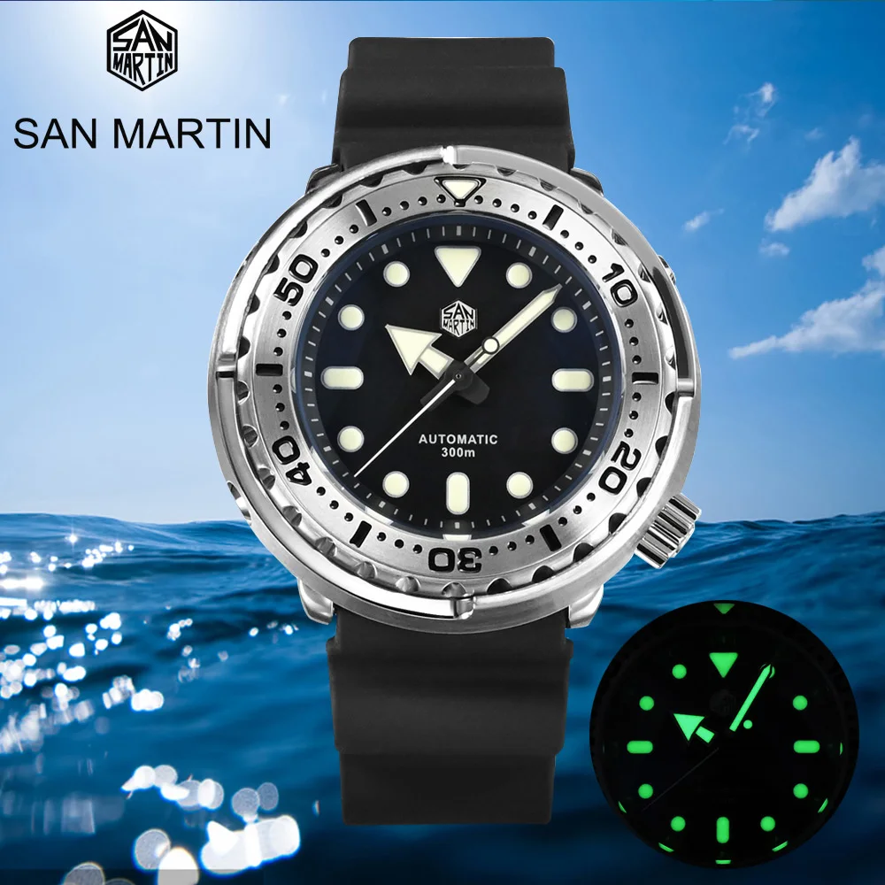 

San Martin Tuna Men Fashion Watch Automatic Diving Watch Stainlss Steel Wristwatch 300mWater Resistant Sapphire Men's watch