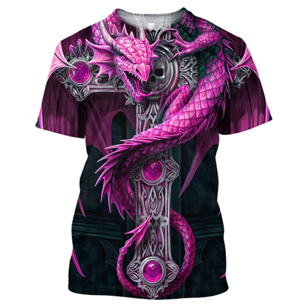 

New Viking Tattoo Dragon Oversized Men's T Shirt 3d Print Hot Sale Short Sleeve Polyester Casual Hip Hop Summer Street T Shirt