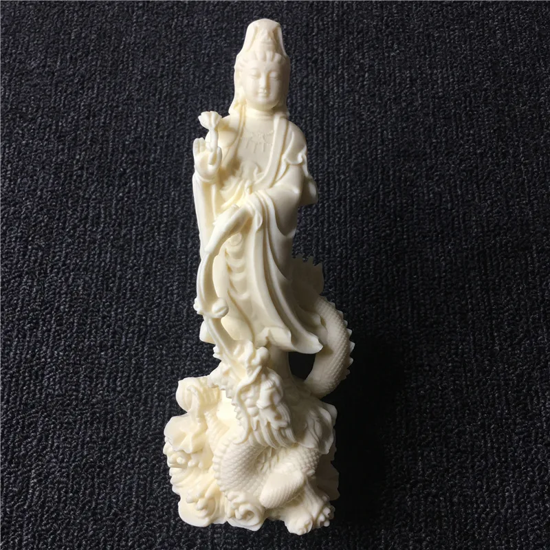 

White Dragon Guanyin Statue Exquisite Carving Modern Art Sculpture High-End Home Living Room Loft Decor Figurines Interior 17cm