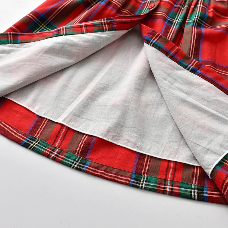 Spring and Autumn Children's Dresses Infant Red Plaid Dresses Baby Girl Clothing Outing Toddler Girl Fall Clothes Princess Dress
