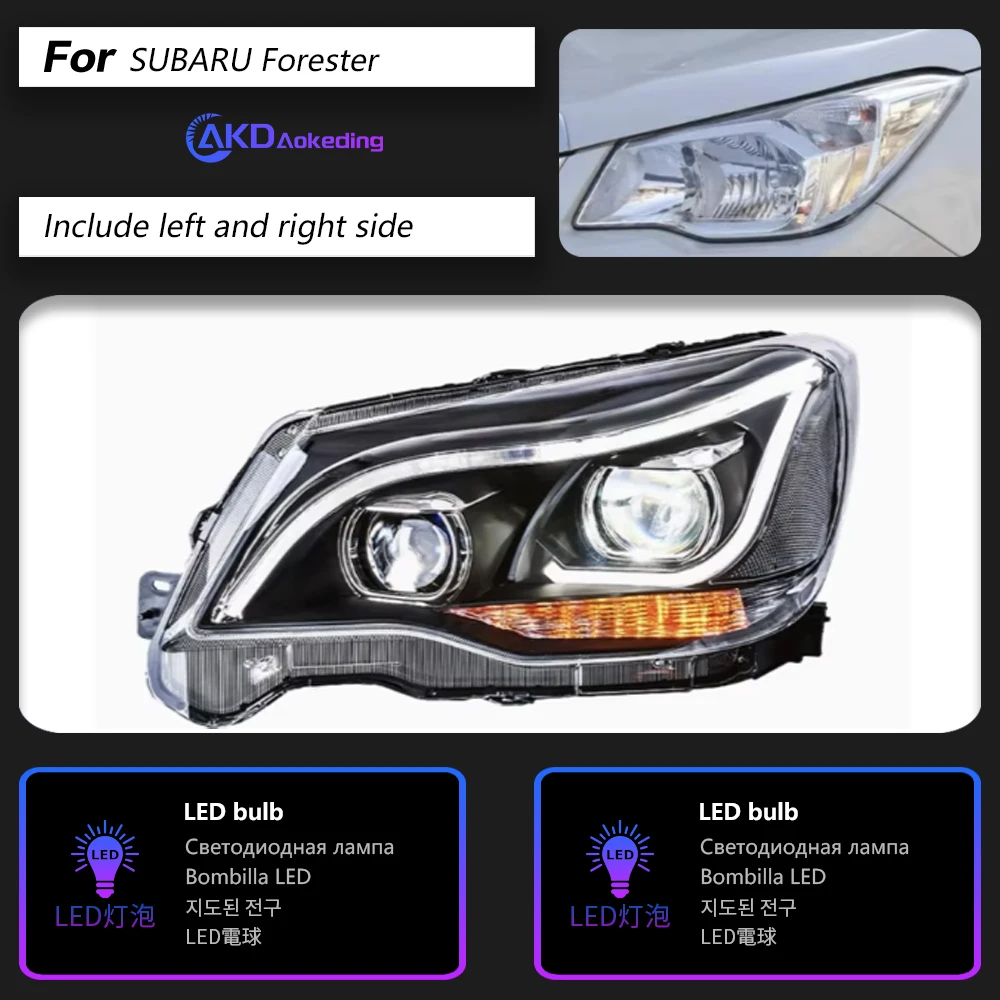 

Автомобиль для SUBARU Forester 2013-2018 фары DRL дневные ходовые огни светодиодные биксеноновые лампы противотуманные фары Forester автомобильный аксессуар налобный фонарь