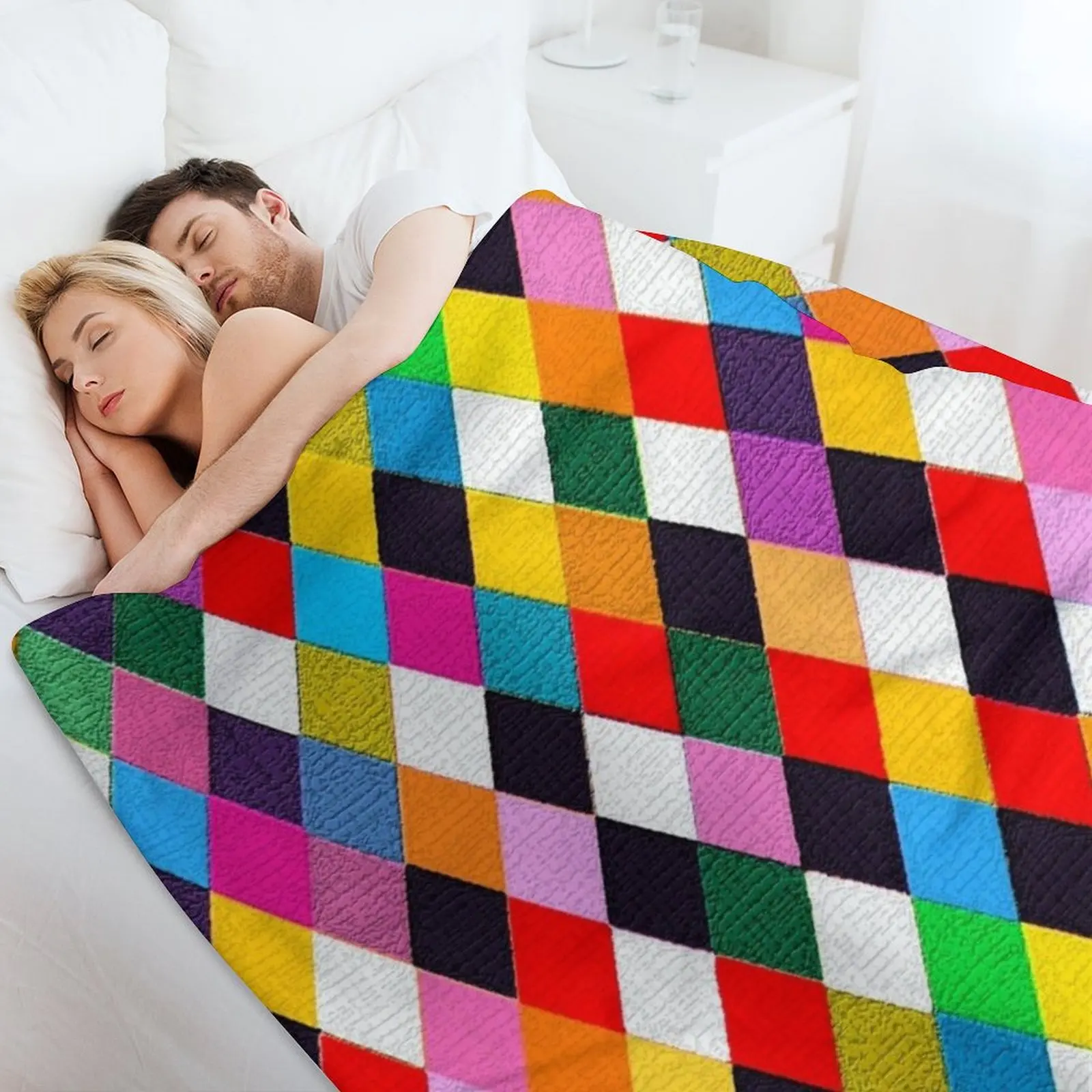 MARDI GRAS HARLEQUIN PATTERN Красочные карнавальные бриллианты Bulgan Lumini Плед Фланелевые