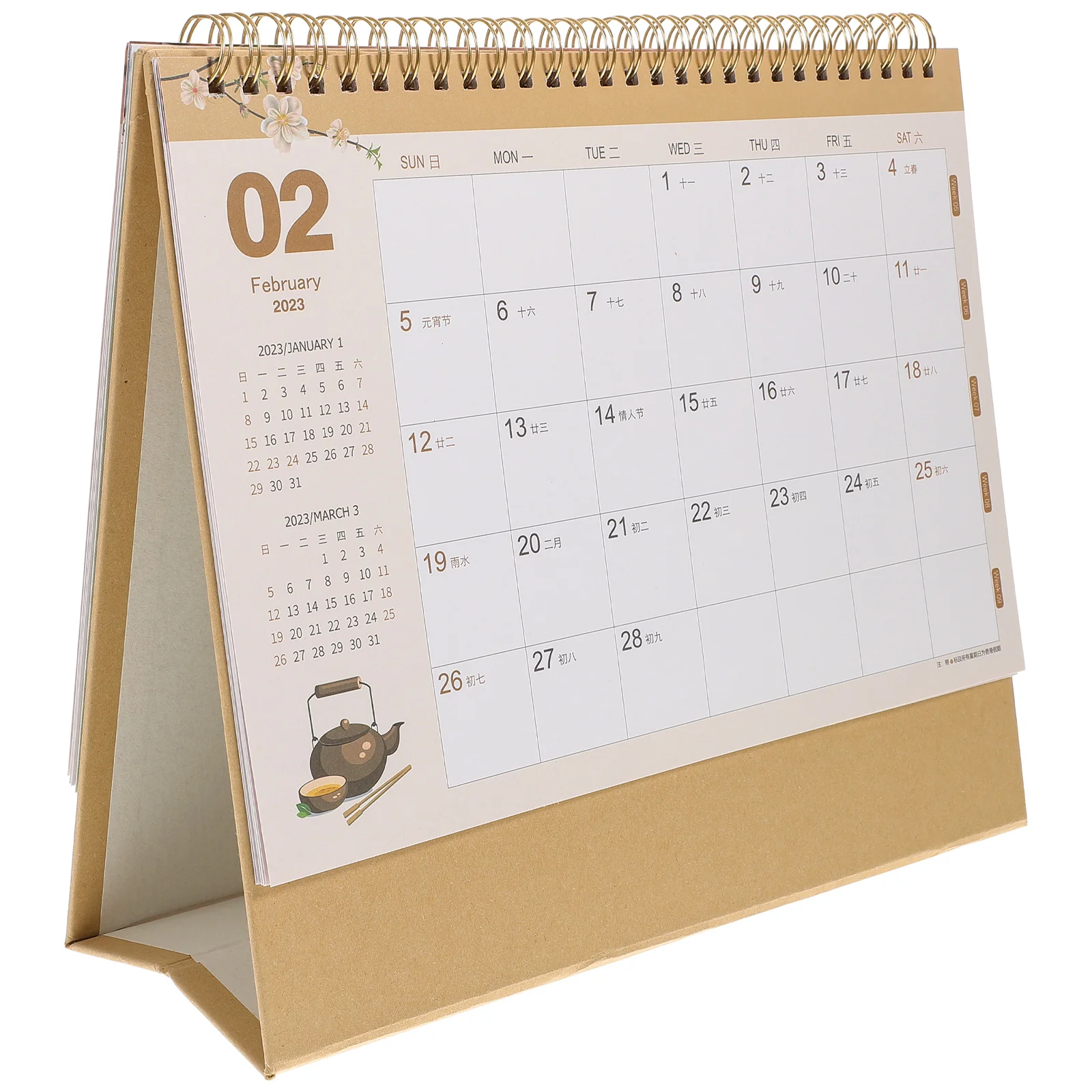 

Calendar Desk Chinese 2023 Tabletop Standing Table Simple Home Ornament Desktop Ornaments Household Adornment Style Free Zodiac