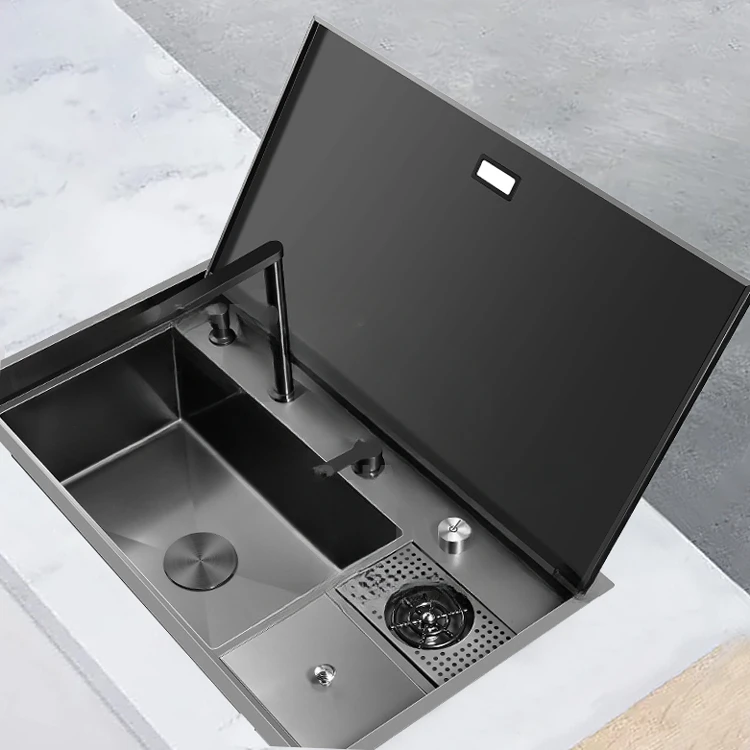 

lzyCup Washer Cover Plane Fancy Kitchen Sink New Design Invisible Nano Handmade Fregaderos De Cocina De Acero Inoxidable Sinks