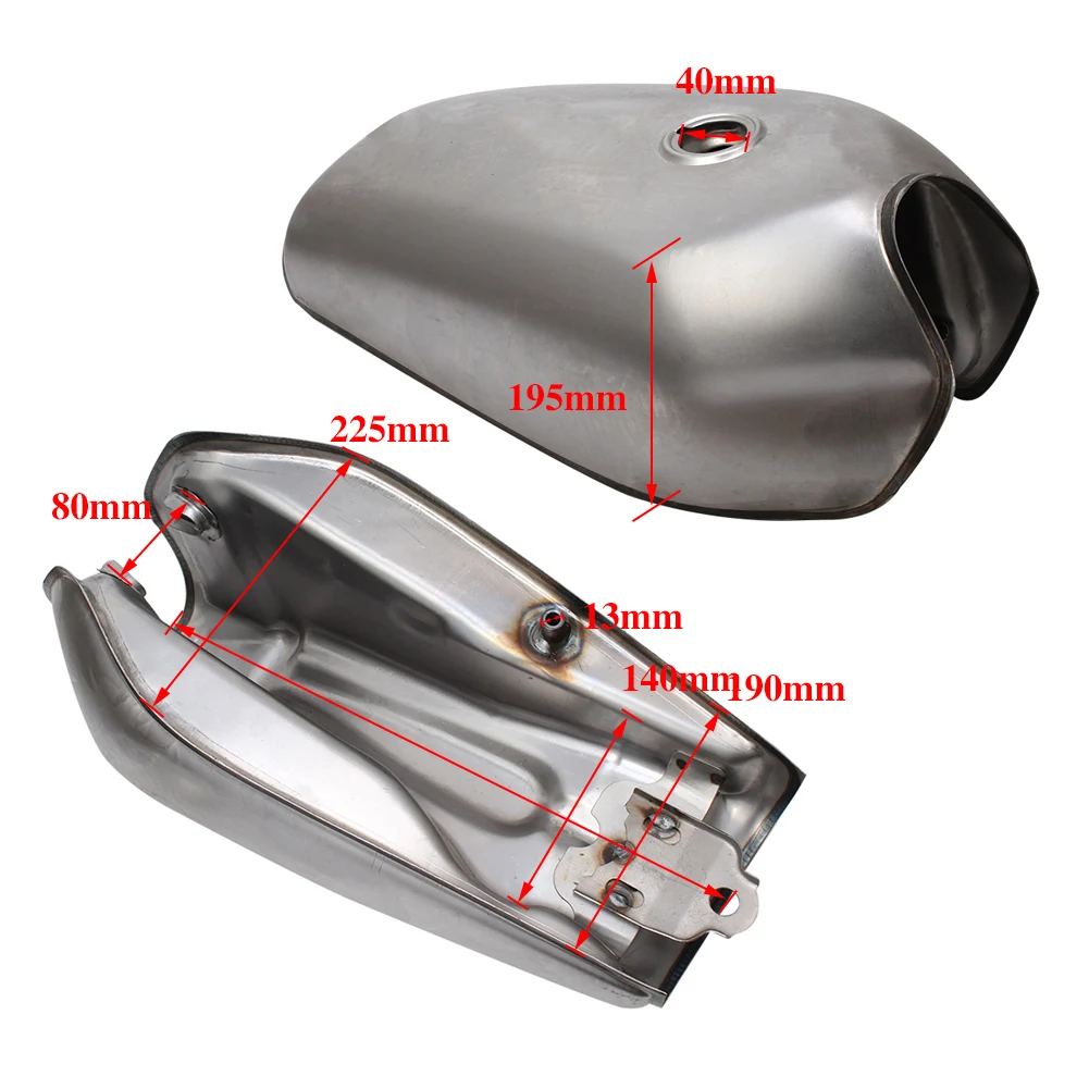 9L 2.4Gal Motorcycle Gas Tank Cafe Racer Vintage Fuel with Cap Switch Universal For Honda CG125 CG125S CG250 |