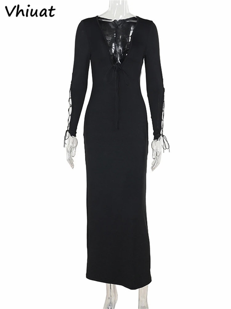 Женское облегающее платье с длинным рукавом и круглым вырезом Vestidos Club Party