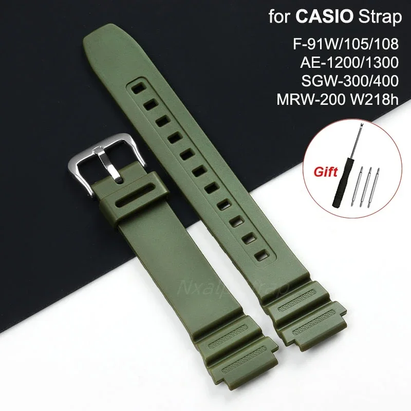 Силиконовый ремешок 18 мм для Casio F-91/105/108 W800H SGW400 A158W A168 AE1200 AE1300 сменный часов из