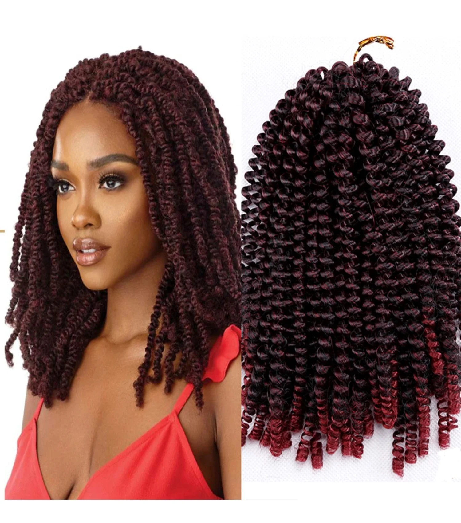 Ombre Spring Twist Hair 8Inch Fluffy Crochet Braids Synthetic Hair Extensions Braids Crochet Hair Extensions 30Roots Bomb Twist