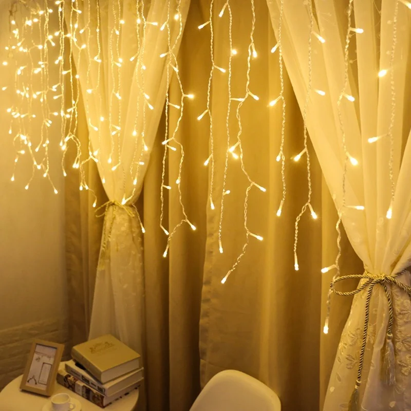 christmas decorations for home outdoor led curtain icicle string light street garland on the house winter 220v 5m droop 0 4 0 6m free global shipping