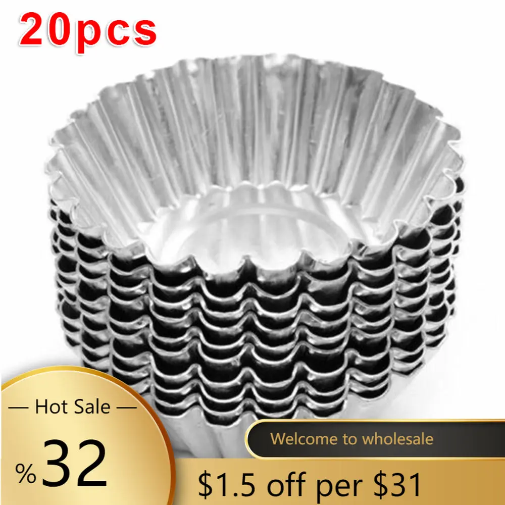 

20pcs Nonstick Egg Tart Mold Aluminum Alloy Mould Cake Bakeware Baking Tool For Cake/pies/egg Tarts/cookies Kitchen Accessories