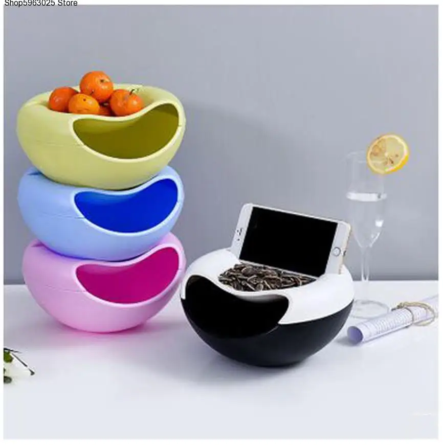 

Creative Shape Lazy Snack Bowl Perfect For Layers Seeds Nuts And Dry Fruits Storage Box With Phone Holder For TV J#2