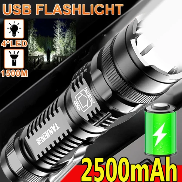 

Strong Bright Mini Led Flashlight Usb Rechargeable Battery Power Bank Function Torch Lantern for Outdoor Camping Fishing Hiking