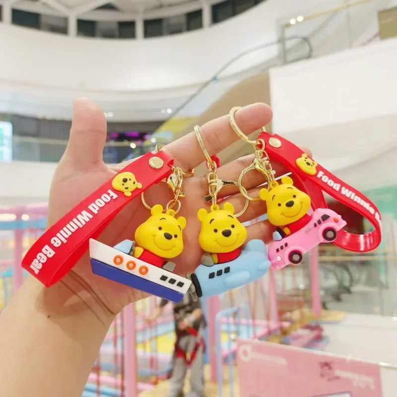 

Disney Cute Winnie Cartoon Keychains Kawaii Key Chain Resin Car Keyring Handbag Accessories Jewelry for Children Christmas Gifts