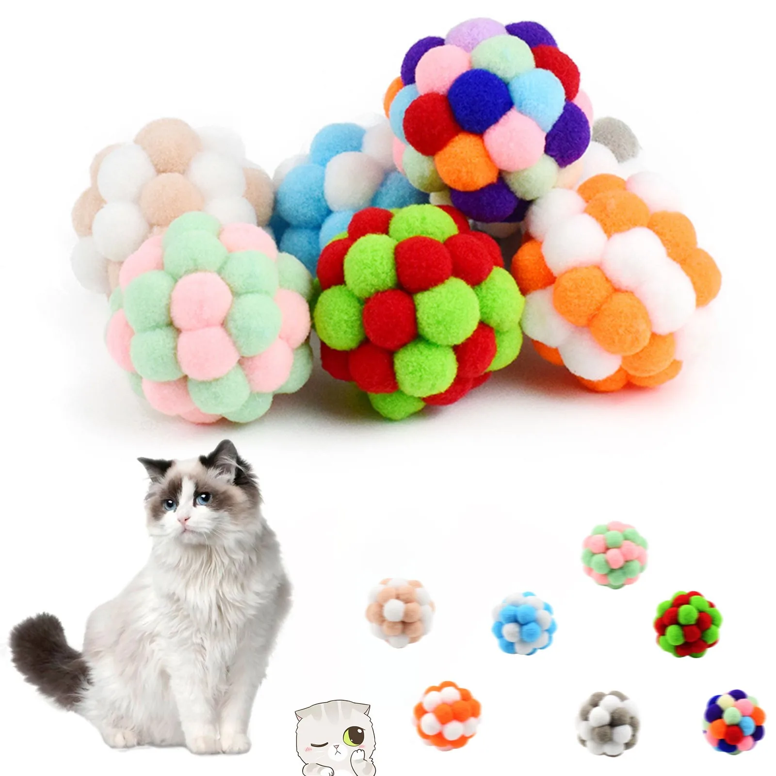 

2022 New Cat Toys De Juguetes Gatos Con Campana Colorful Balls Cat Toy With Bell De Juguetes Gatos Con Campana Toy Suppllies