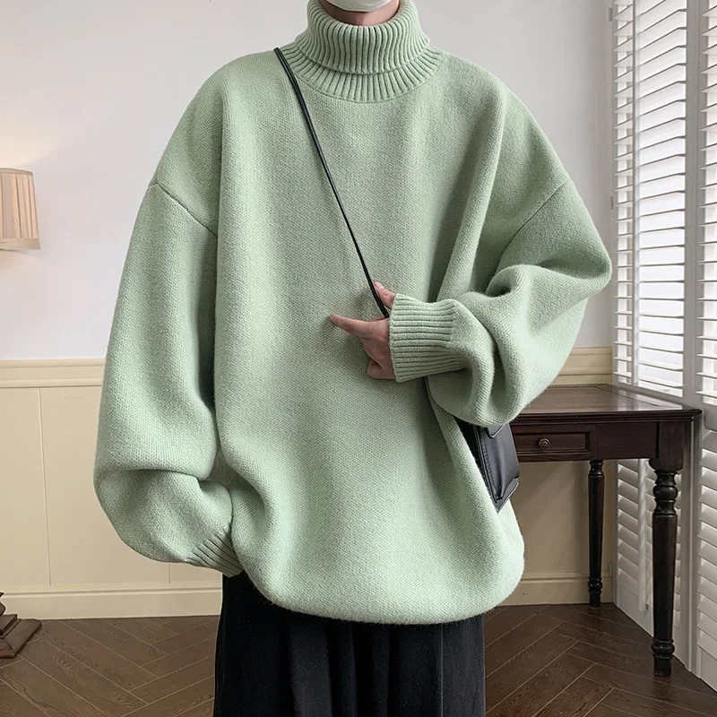 Intfeday Autumn/winter Korean Style Solid Color Polo/turtle Neck Sweater For Men Women Macaron Warm Base Layer Top