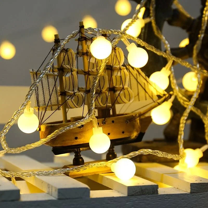 

10/20/30/50LEDs Battery Power LED Ball Garland Lights Cherry Balls Christmas Holiday Wedding Party Waterproof Outdoor Lighting