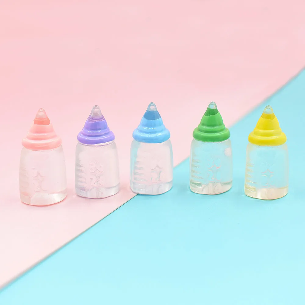 

10pcs Resin Milk Bottle Dollhouse Miniatures Accessories Scrapbooking Cabochon Diy Flatback Charms Miniature Phone Case Decor