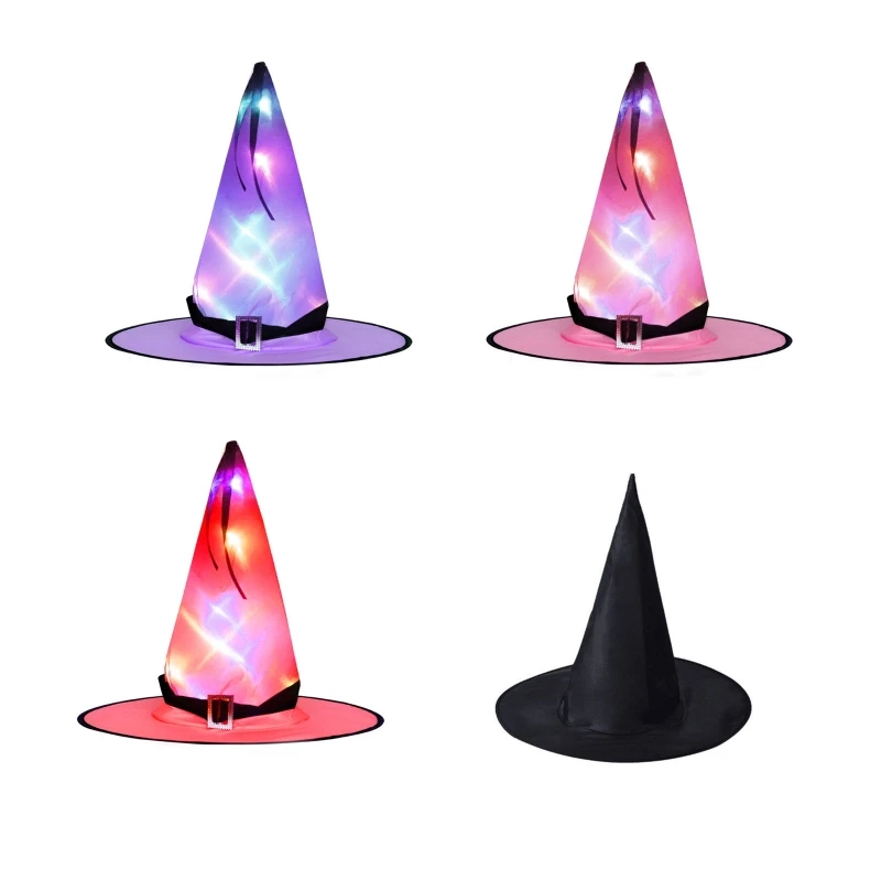 

K92A Halloween Witch Hat Magic Pointed Led Mysterious Hat Supplies