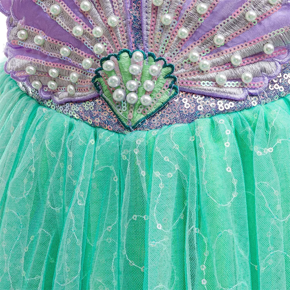 Детское платье Русалочки Ариэль сияющее с блестками и бисером для девочек