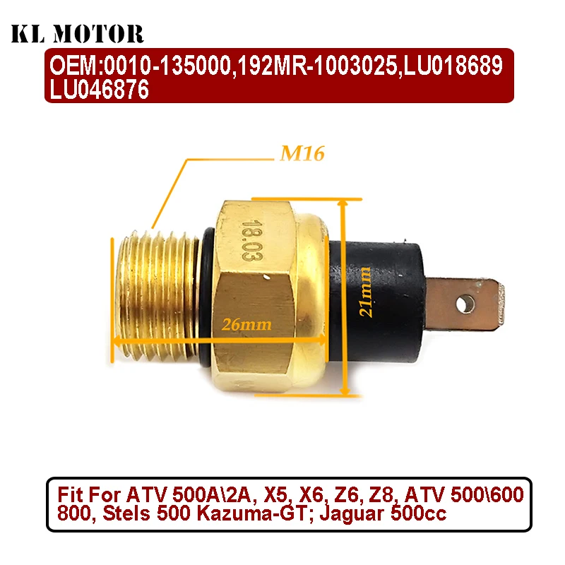 

CF500cc X5 X6 0010-135000 CF 625 Датчик температуры воды двигателя ТЕРМОПЕРЕКЛЮЧАТЕЛЬ 80-градусный M16 QUAD ATV UTV 192MR-1003025 LU018689