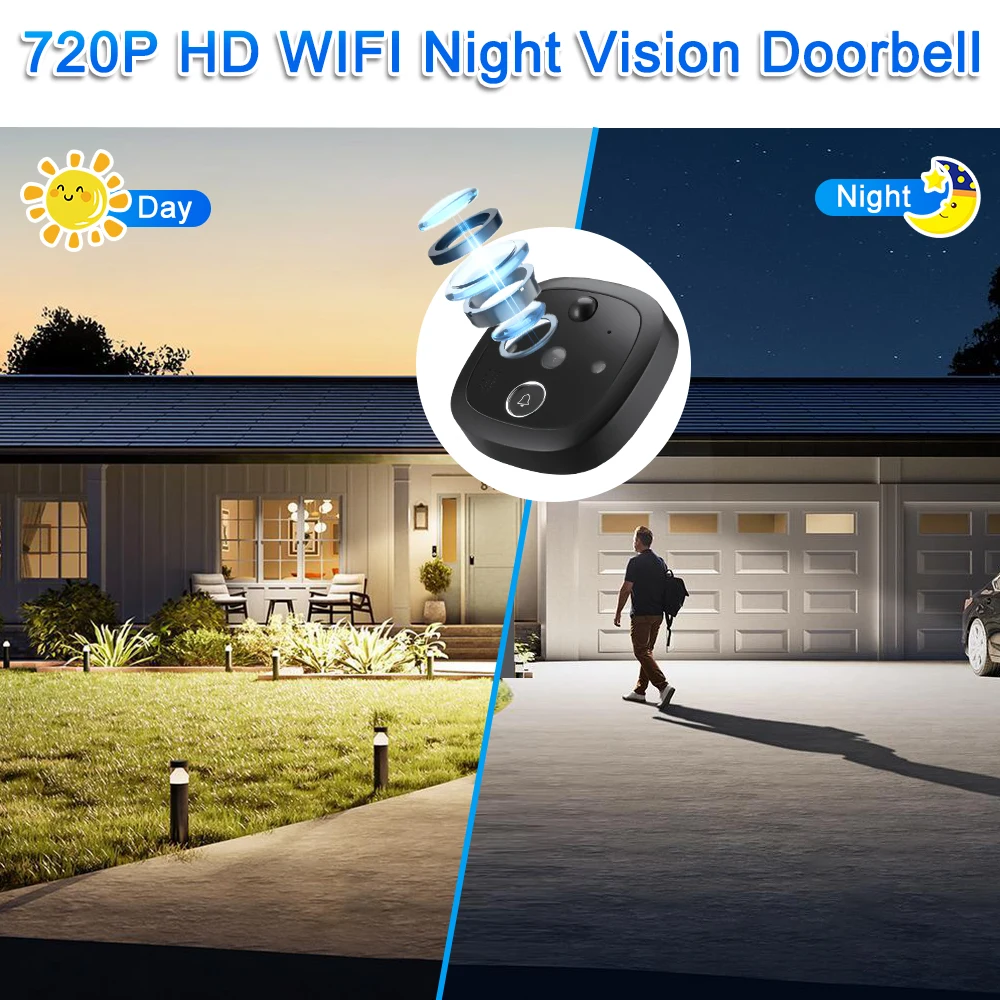 Awapow Tuya Peephole Doorbell Smart Wifi Video Wireless Door Bell 4.3 Inch Night PIR Motion Detection Digital Doorbell Camera enlarge