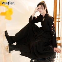 chinese hanfu dress retro traditional embroidery costume men tang dynasty classical stage clothes robe kimono swordsman clothing
