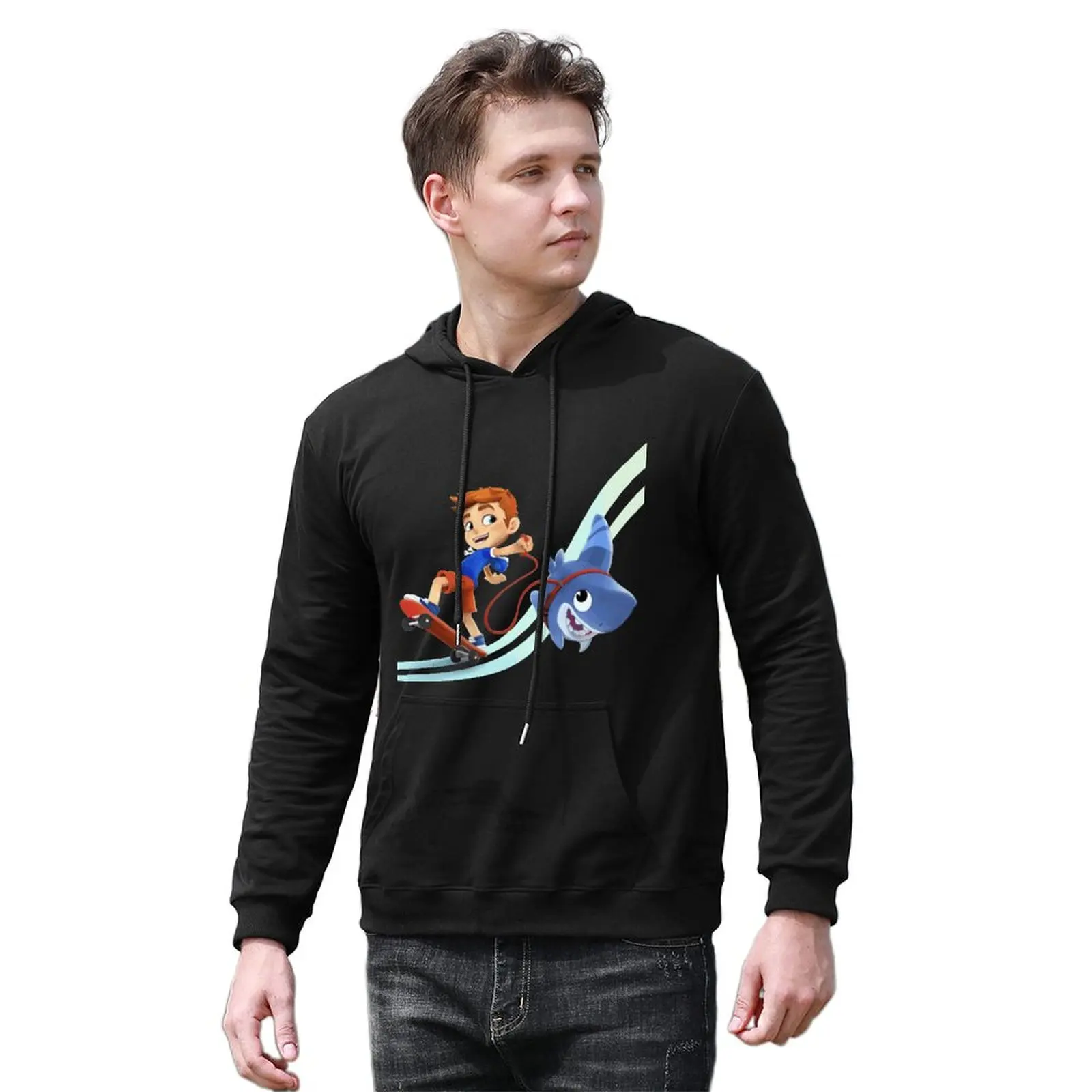 

Sharkdog Hoodie Parody Cartoon Animation Foxkids Cotton Warm Hoodies Popular Big Streetwear Pullover Hoodie Men