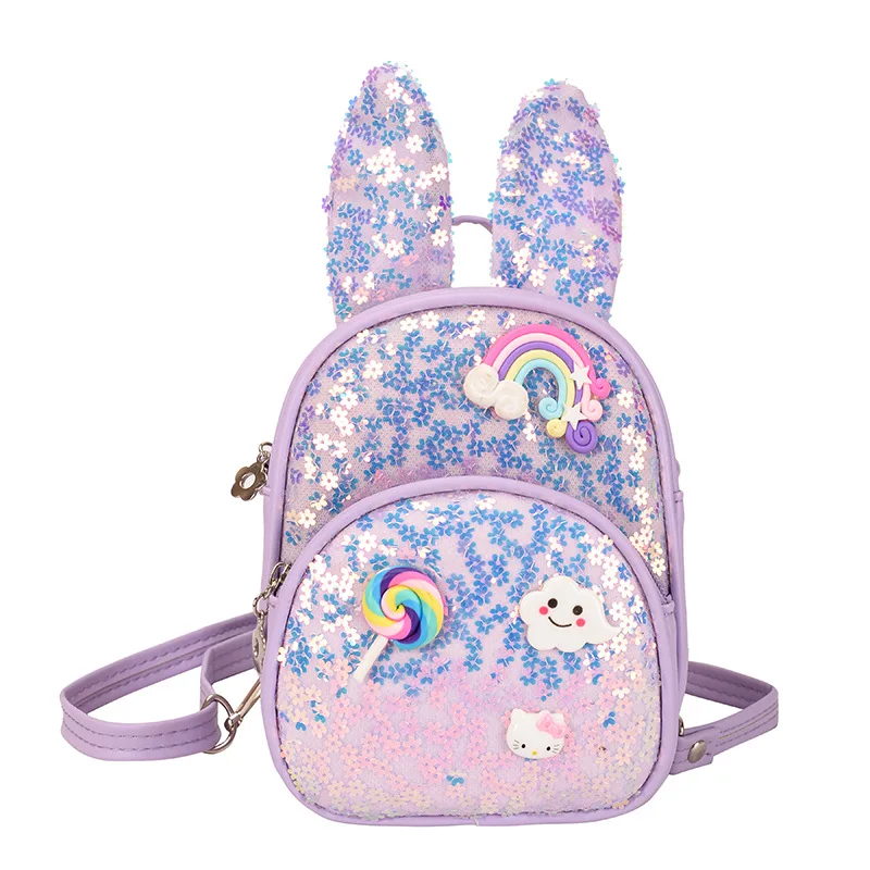 

Рюкзак с блестками и кроличьими ушками, детские школьные сумки с блестками, розовые, синие водонепроницаемые школьные сумки для девочек, модные ранцы, кошелек, Новинка