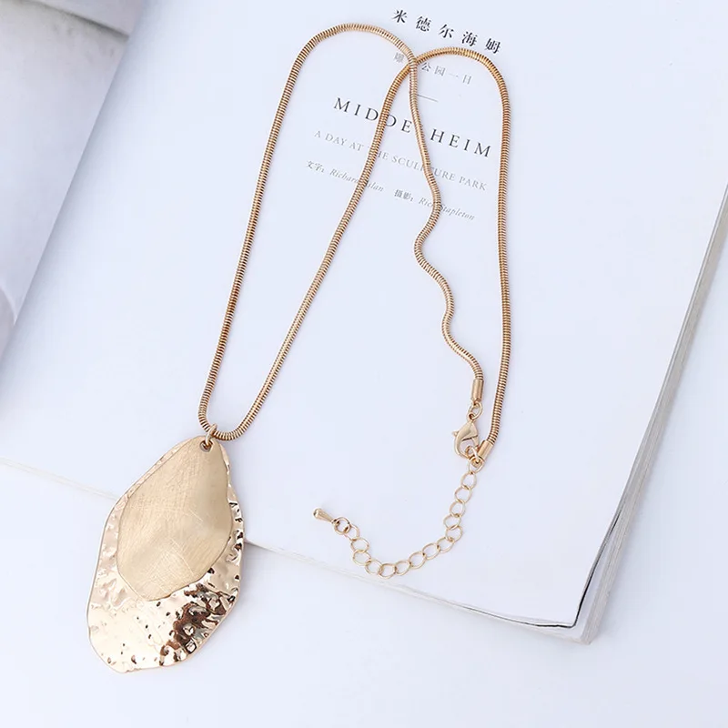 

Amorcome Vinatge Gold Plated Long Snake Chain Geometric Large Pendant Pecklace for Women Girls Statement Jewelry Mother Day Gift