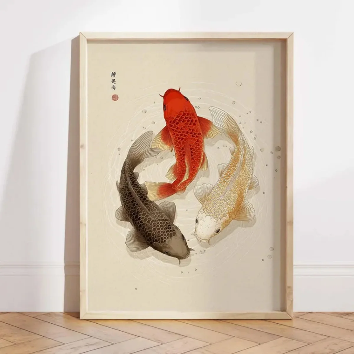 

Печать на холсте с рыбой кои в японском стиле